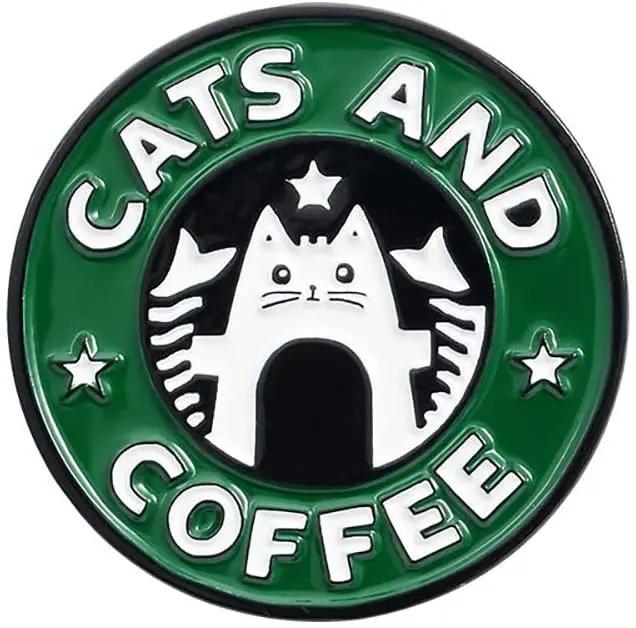Cats Pin: Cats And Coffee MyHobbyQ8